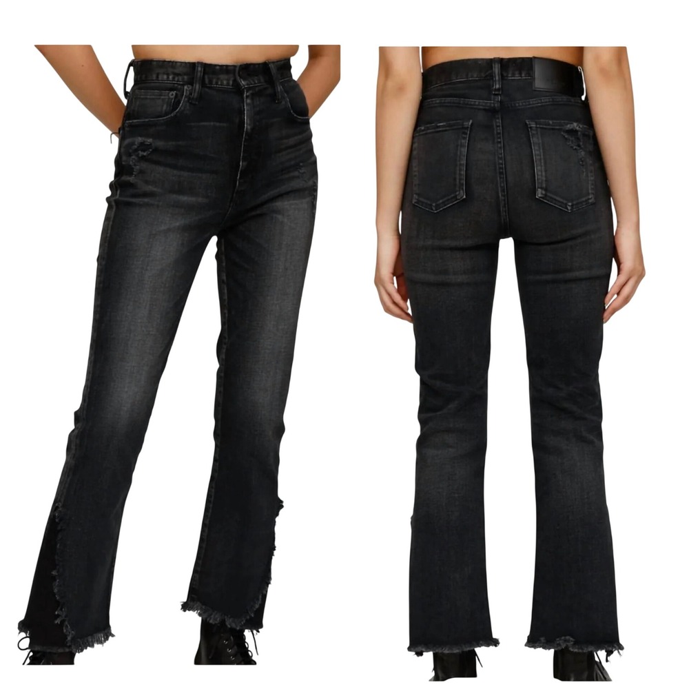 Moussy Black Washed High-Rise Flare Jeans